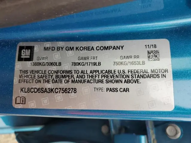 2019 CHEVROLET SPARK 1LT  
