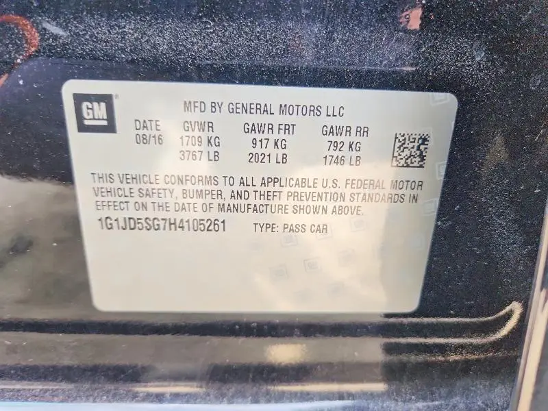 2017 CHEVROLET SONIC   