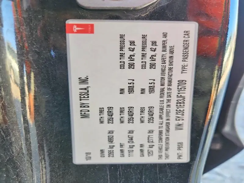 2018 TESLA MODEL 3   