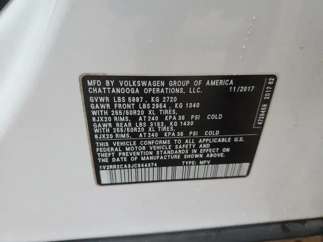 2018 VOLKSWAGEN ATLAS SEL  