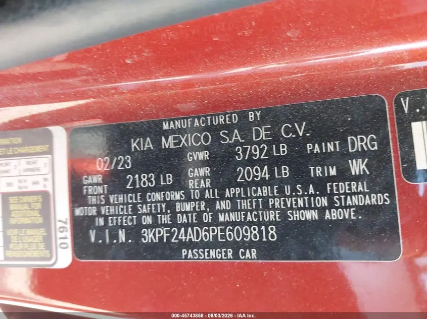 2023 KIA FORTE LXS