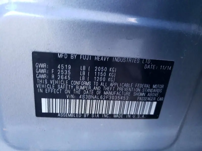 2015 SUBARU LEGACY 2.5I LIMITED  