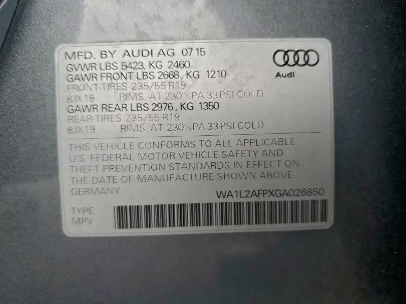 2016 AUDI Q5 PREMIUM PLUS  