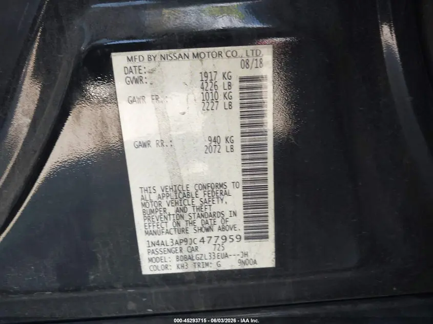 2018 NISSAN ALTIMA 2.5 S