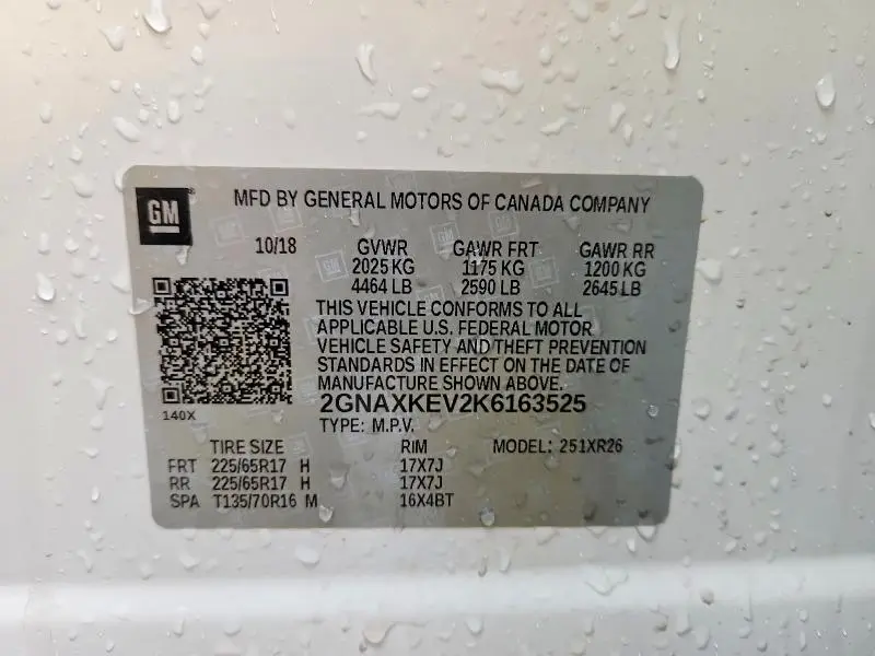 2019 CHEVROLET EQUINOX LT  