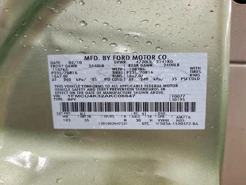 2010 FORD ESCAPE HYBRID  