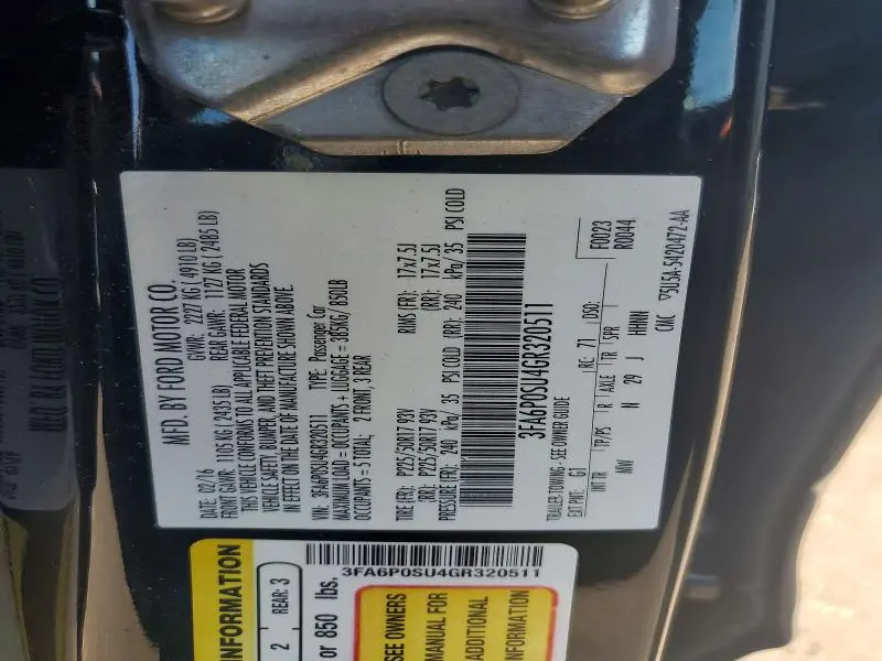 2016 FORD FUSION TITANIUM PHEV  