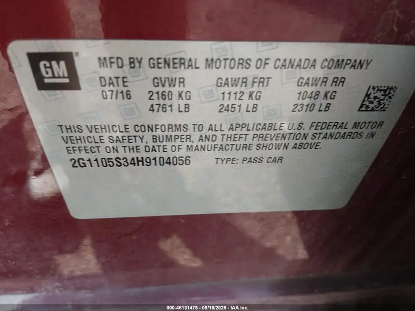 2017 CHEVROLET IMPALA 1LT