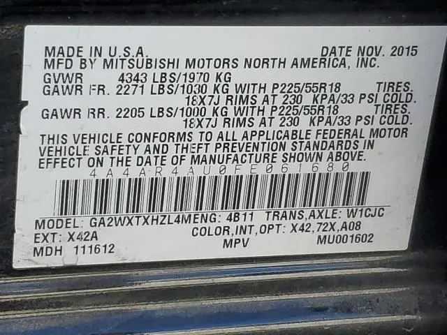 2015 MITSUBISHI OUTLANDER SPORT SE