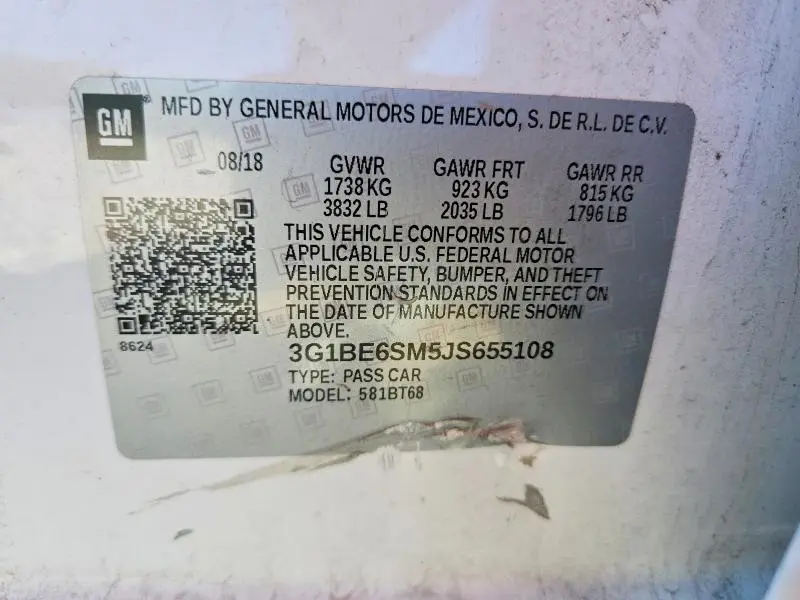 2018 CHEVROLET CRUZE LT  