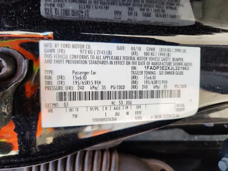 2018 FORD FOCUS S  