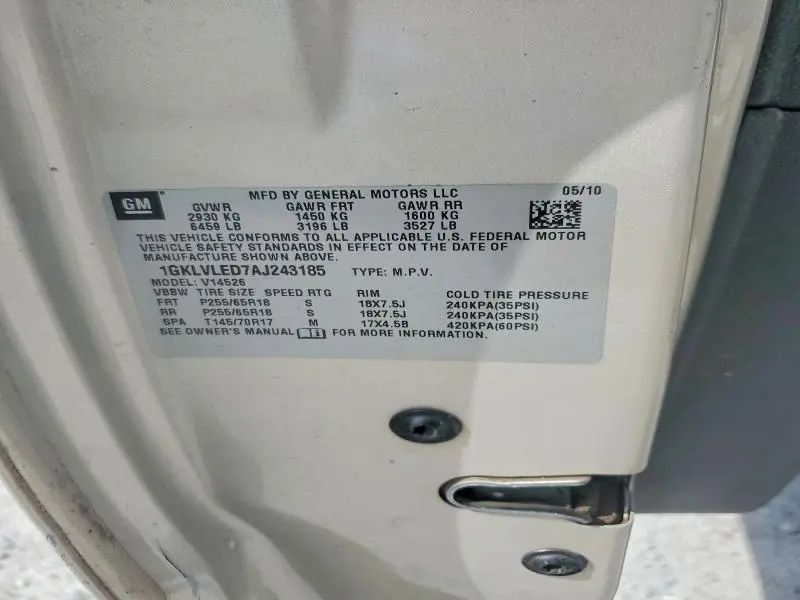 2010 GMC ACADIA SLE  