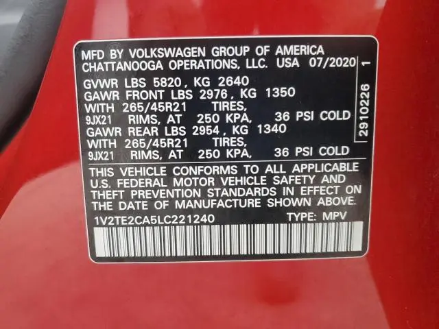 2020 VOLKSWAGEN ATLAS CROSS SPORT SEL PREMIUM R-LINE  