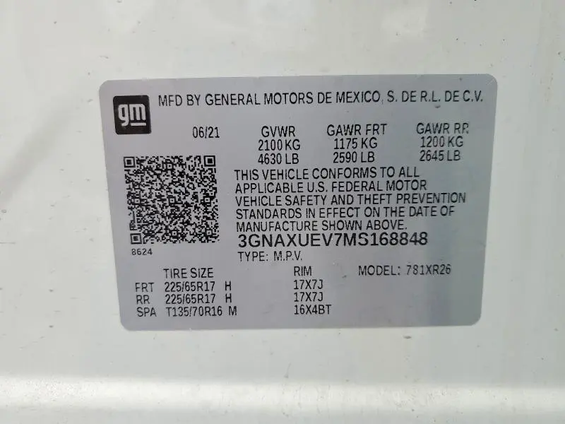 2021 CHEVROLET EQUINOX LT  