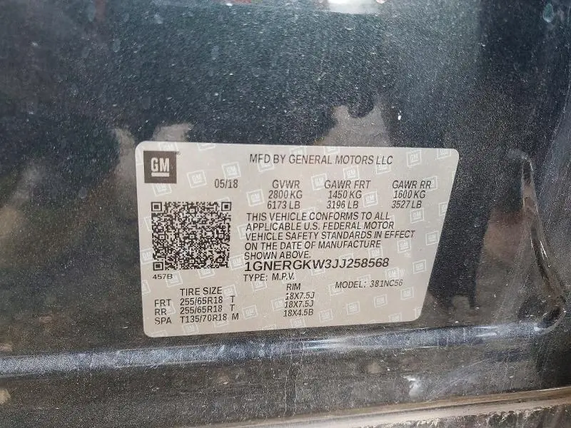 2018 CHEVROLET TRAVERSE LT  