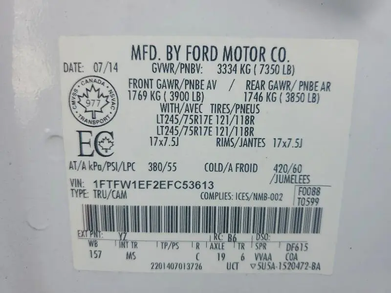 2014 FORD F150 SUPERCREW  