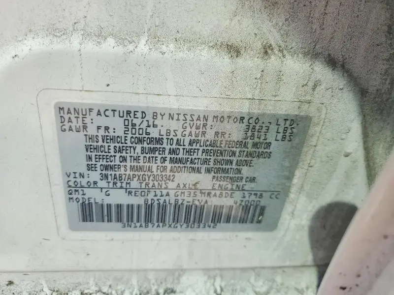 2016 NISSAN SENTRA S  