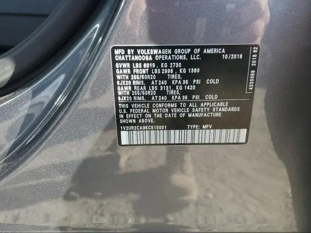 2019 VOLKSWAGEN ATLAS SE