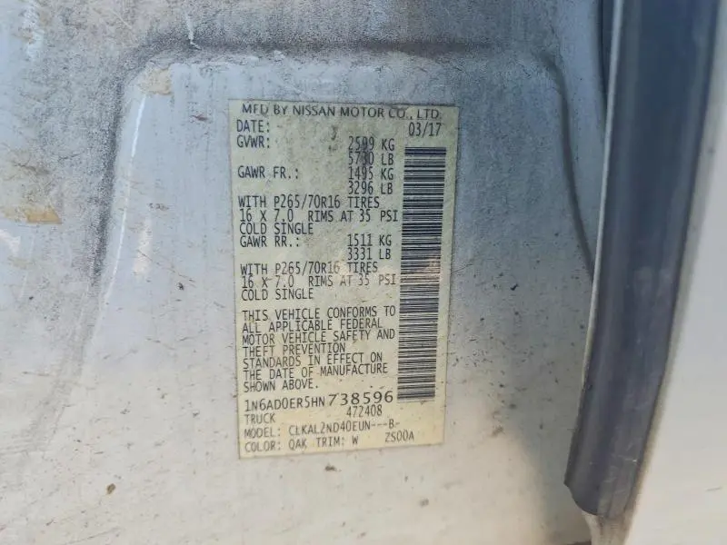 2017 NISSAN FRONTIER S  