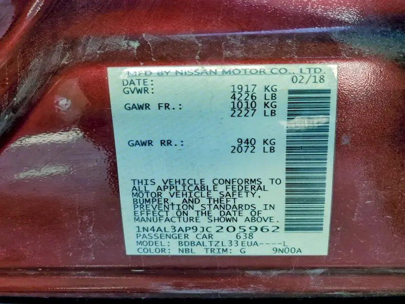 2018 NISSAN ALTIMA 2.5  