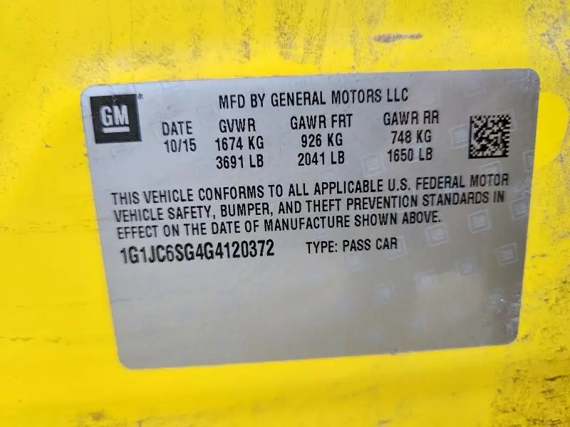 2016 CHEVROLET SONIC LT  