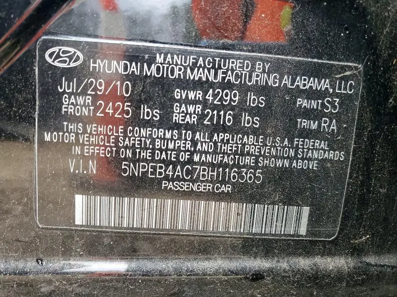 2011 HYUNDAI SONATA GLS  