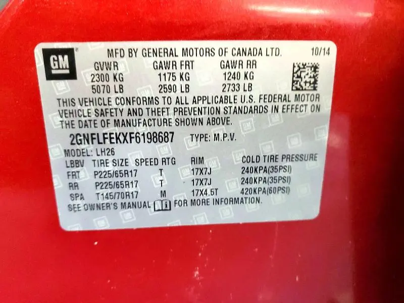 2015 CHEVROLET EQUINOX LT  