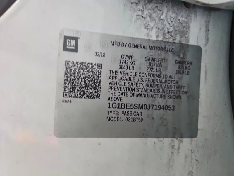 2018 CHEVROLET CRUZE LT  