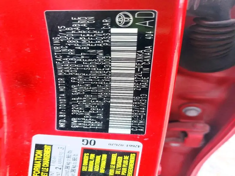 2016 TOYOTA COROLLA L  