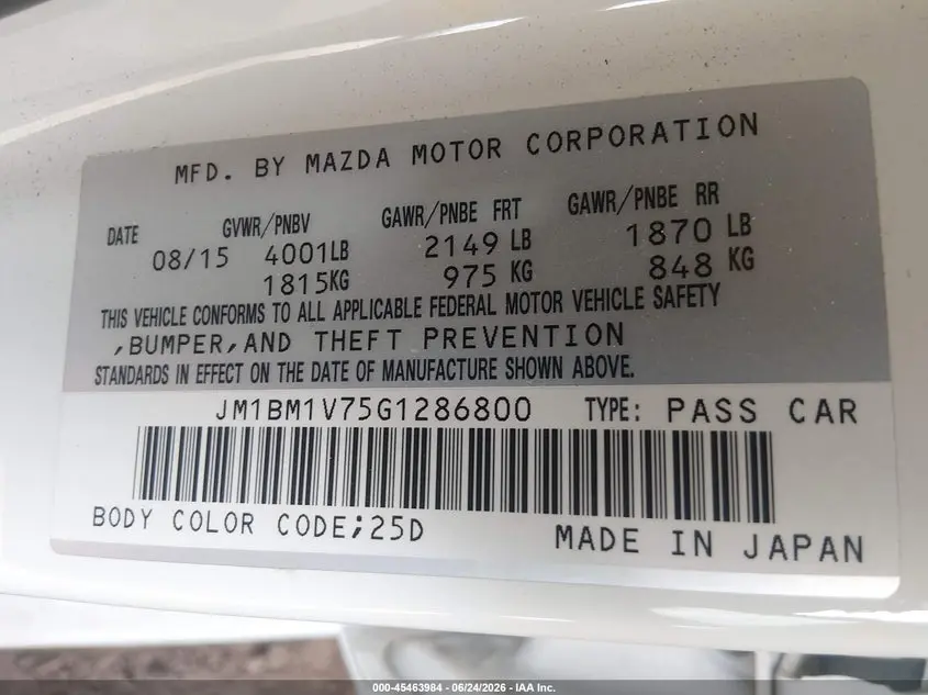 2016 MAZDA MAZDA3 I TOURING