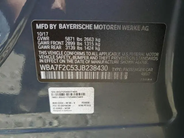 2018 BMW 750 XI  