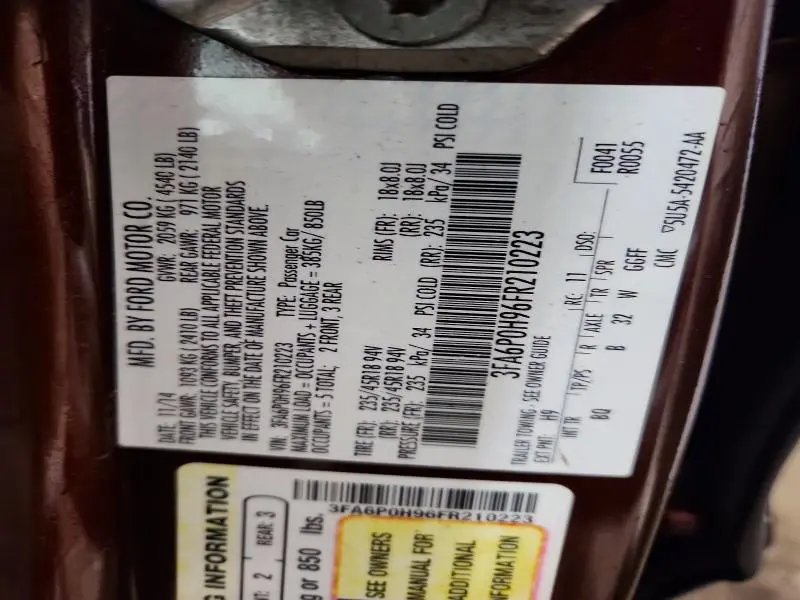 2015 FORD FUSION SE  