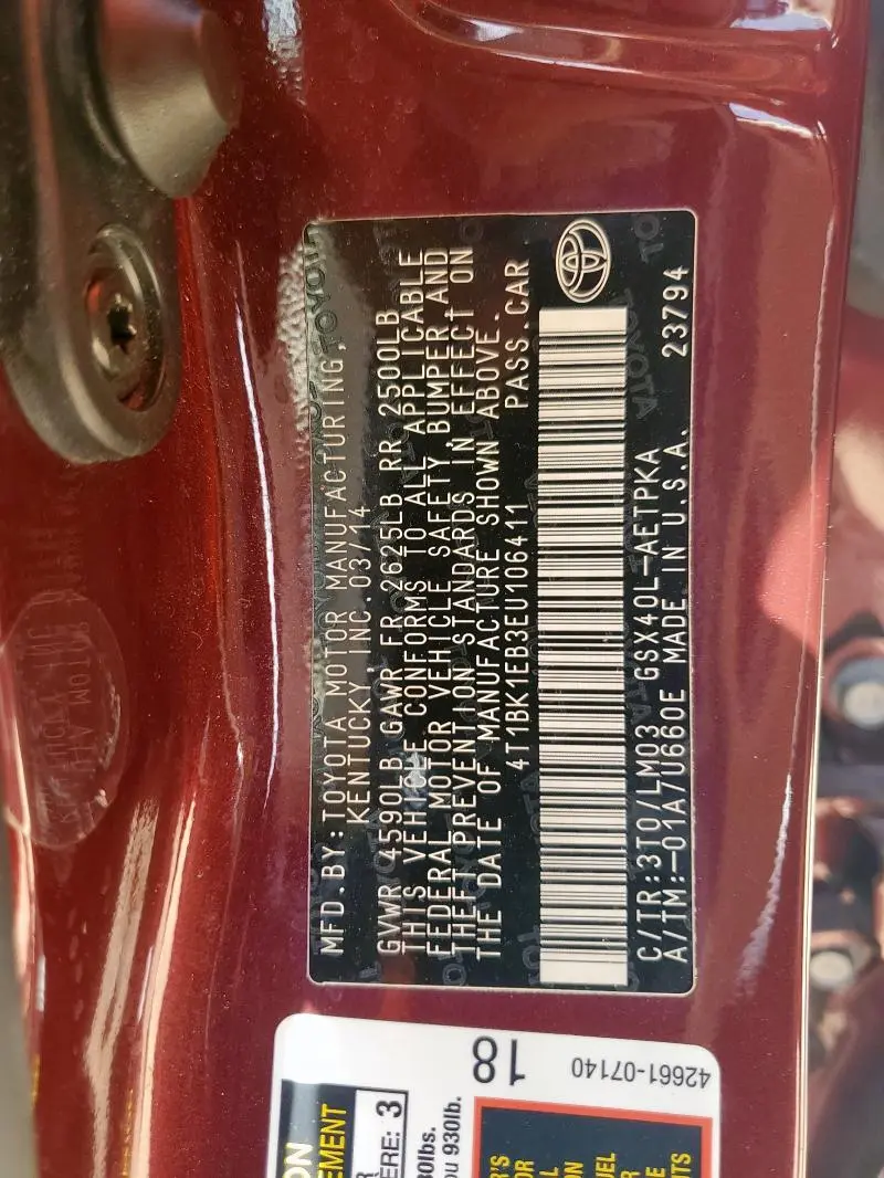 2014 TOYOTA AVALON BASE  