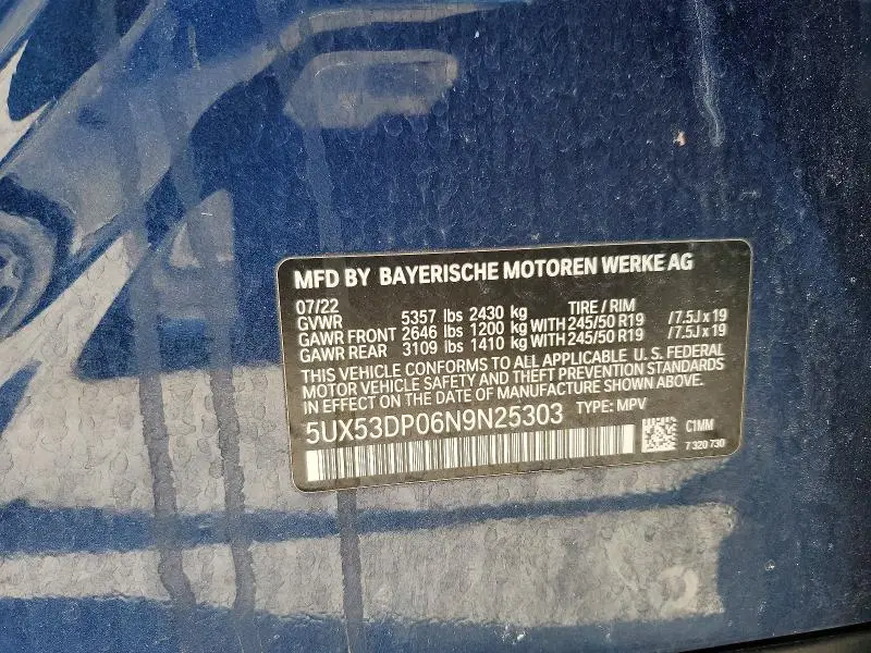 2022 BMW X3 XDRIVE30I  