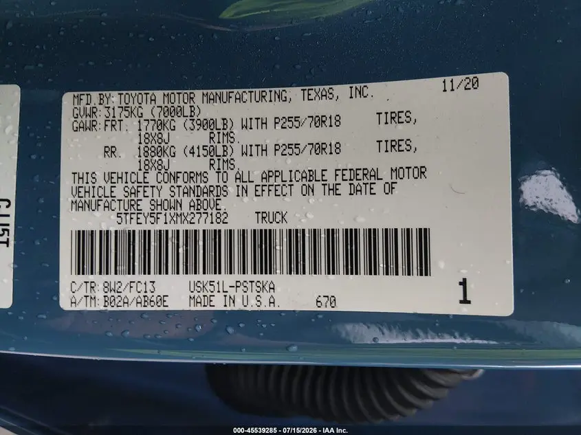 2021 TOYOTA TUNDRA SR5