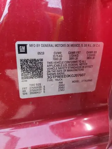 2019 GMC SIERRA K1500 AT4  