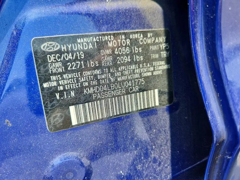 2020 HYUNDAI ELANTRA SPORT  