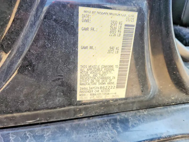 2015 NISSAN ALTIMA 2.5 S  