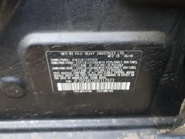 2016 SUBARU CROSSTREK LIMITED