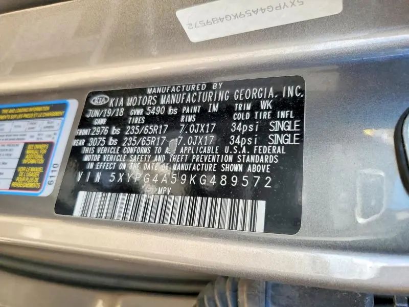 2019 KIA SORENTO LX V6  