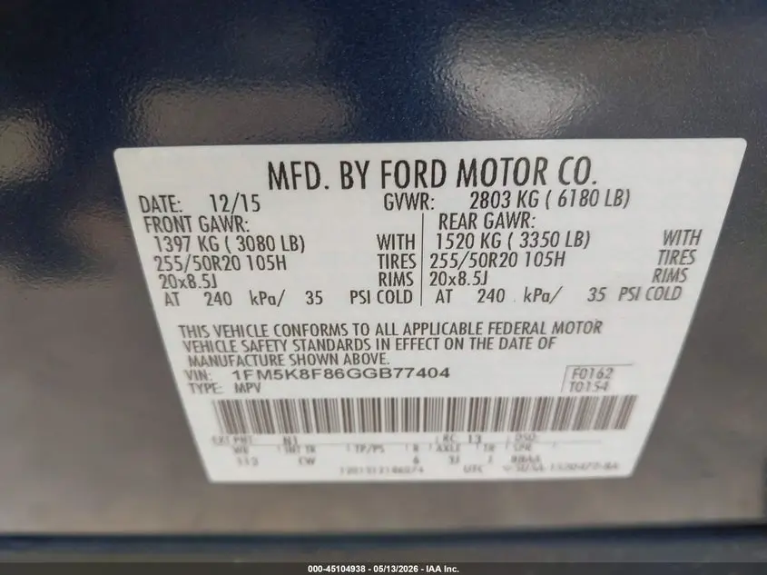 2016 FORD EXPLORER LIMITED