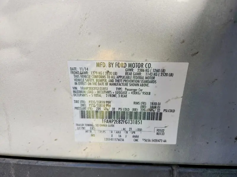 2015 FORD TAURUS SEL  