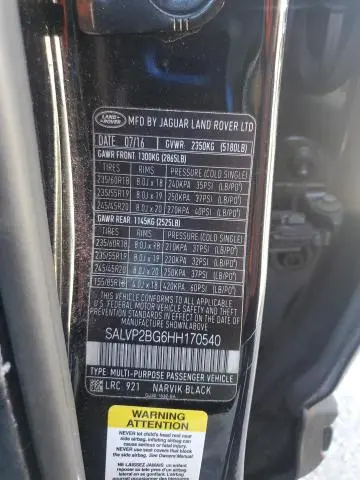 2017 LAND ROVER RANGE ROVER EVOQUE SE  