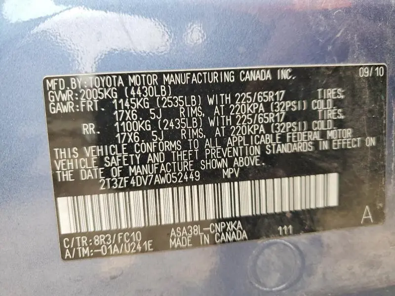 2010 TOYOTA RAV4 BASE  