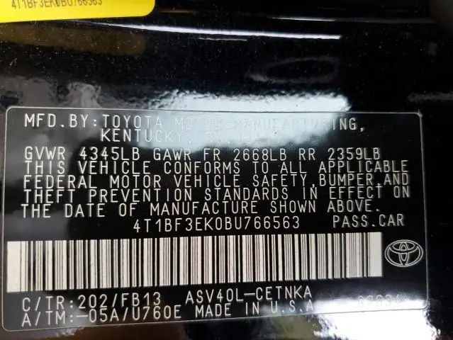 2011 TOYOTA CAMRY BASE  