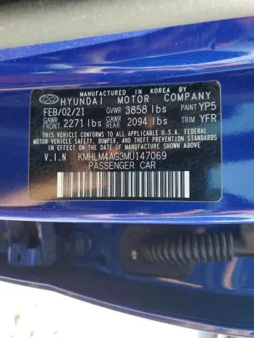 2021 HYUNDAI ELANTRA SEL  