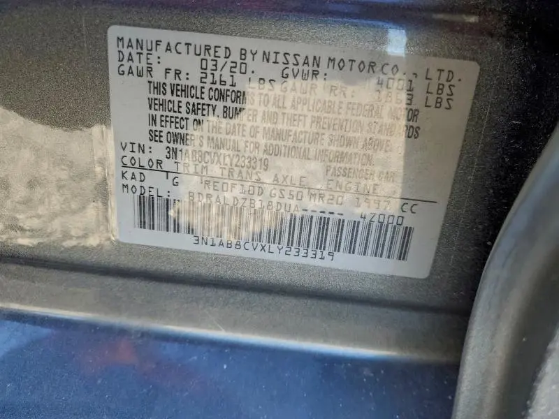 2020 NISSAN SENTRA SV  