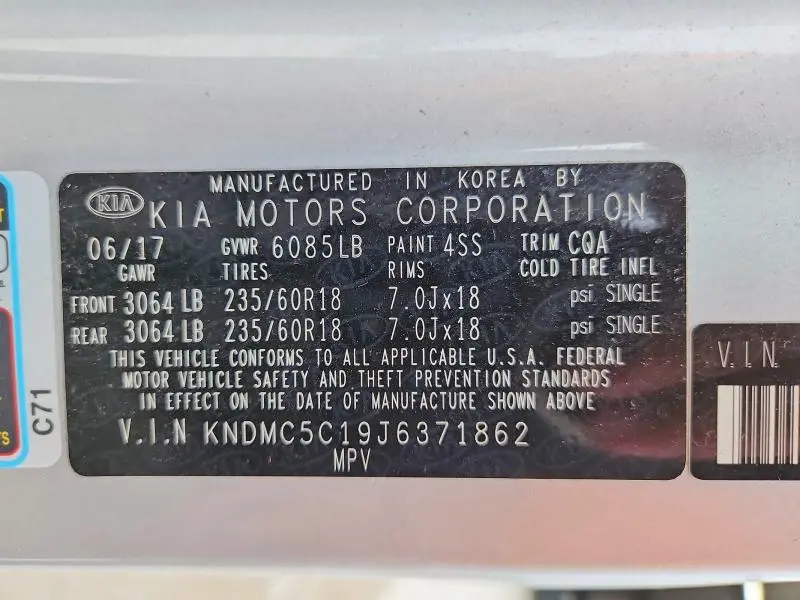 2018 KIA SEDONA SX  