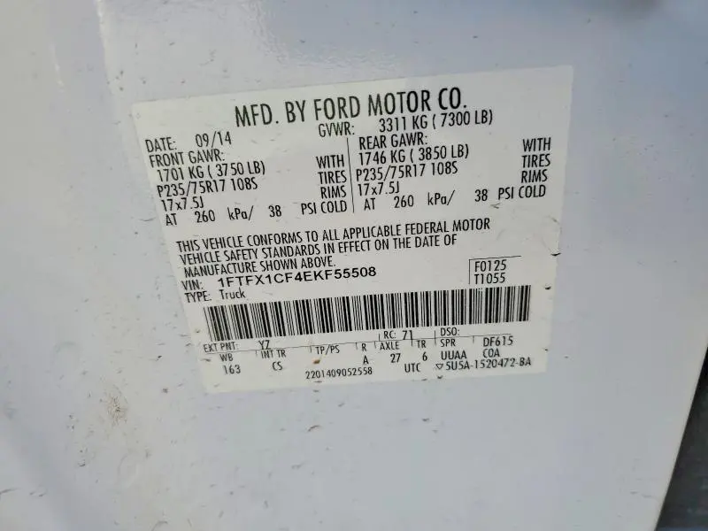 2014 FORD F150 SUPER CAB  