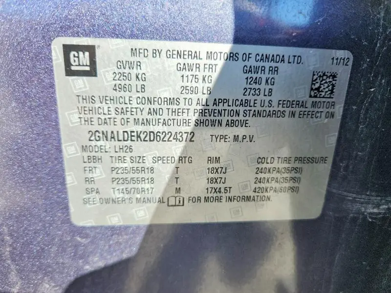 2013 CHEVROLET EQUINOX LT  